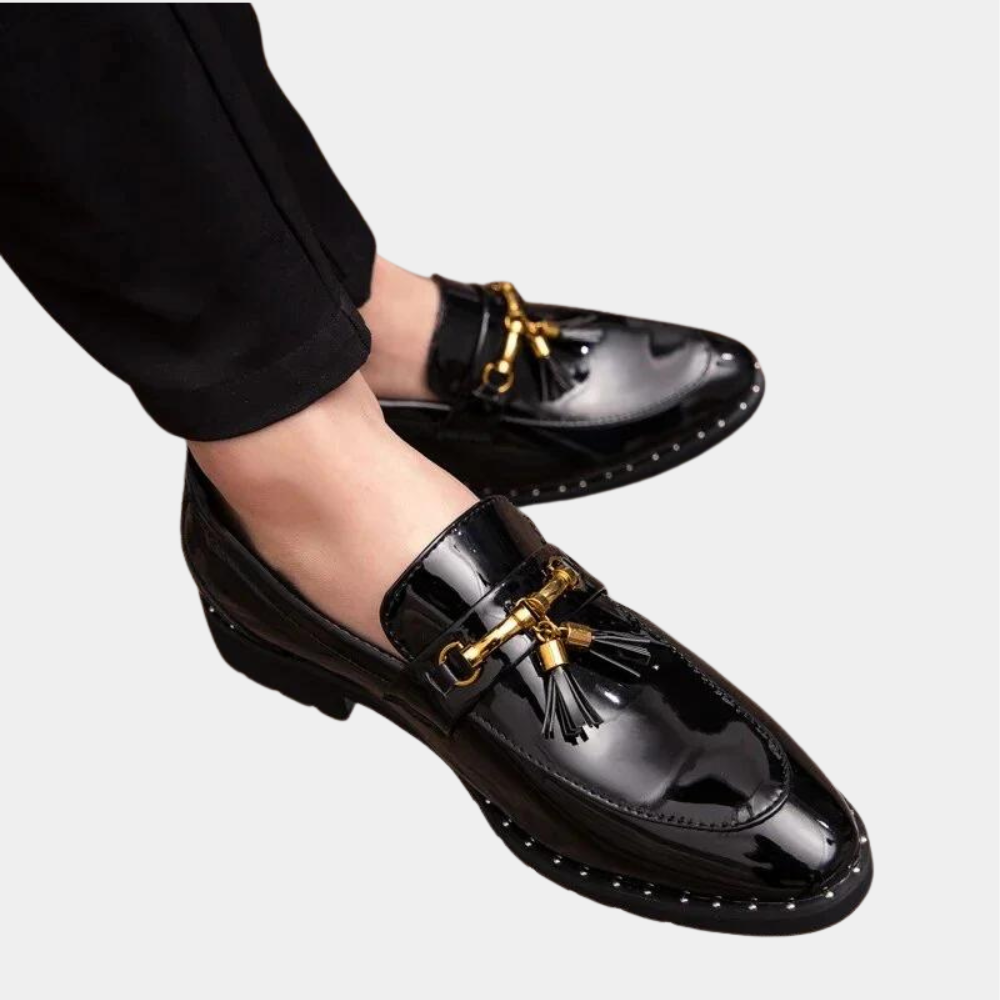 Men’s Slip-On Loafers – Leather – Tassel & Metal Bit – Formal Streamlined Fit