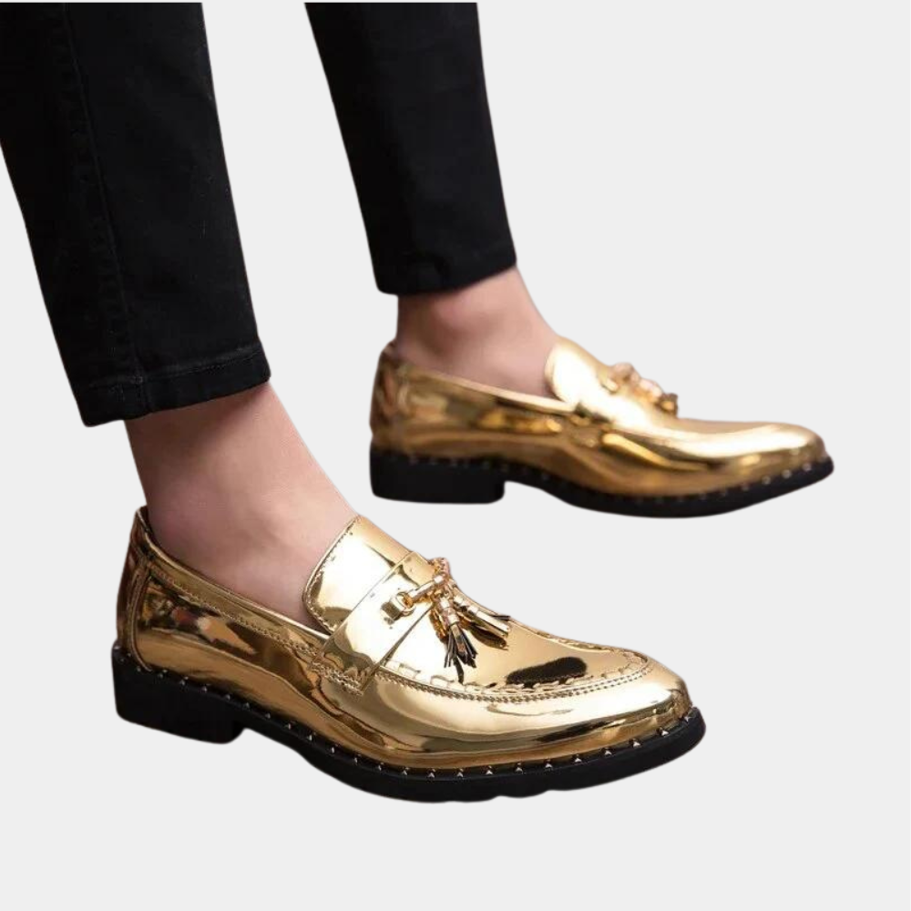 Men’s Slip-On Loafers – Leather – Tassel & Metal Bit – Formal Streamlined Fit