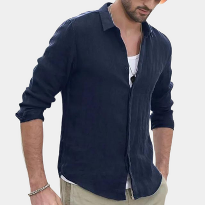 Men’s Button-Down Shirt – Relaxed Fit – Breathable Blend – Long Sleeve – Classic Collar