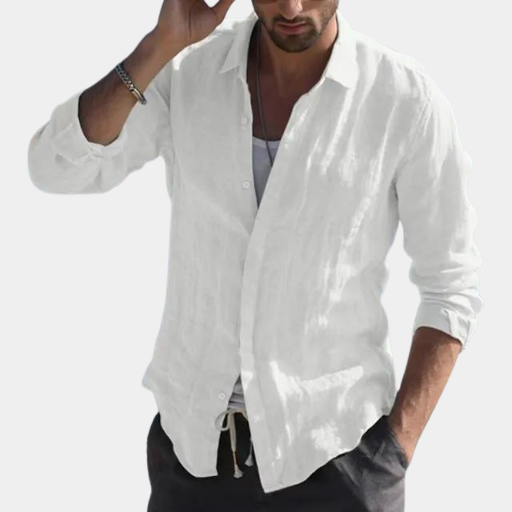 Men’s Button-Down Shirt – Relaxed Fit – Breathable Blend – Long Sleeve – Classic Collar