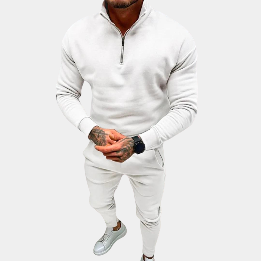 Men's Black Jogging Suit - All-Season Athleisure, Breathable, Slim Fit