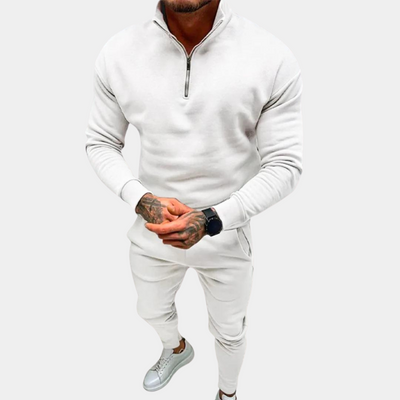 Men's Black Jogging Suit - All-Season Athleisure, Breathable, Slim Fit