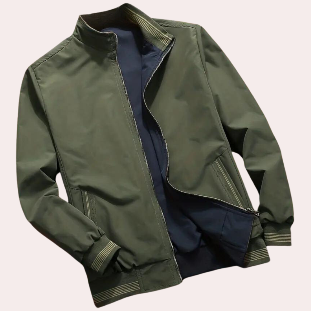 Men's Army Green Bomber Jacket - Lightweight, All-Season, Breathable