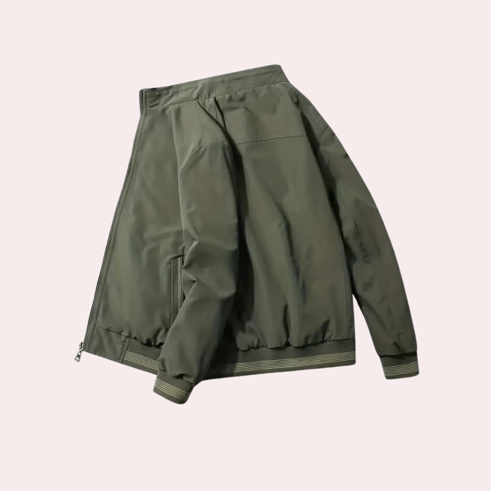 Men's Army Green Bomber Jacket - Lightweight, All-Season, Breathable
