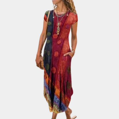Women’s Midi Dress – Relaxed Fit – Short Sleeve – Side Pockets – Breathable Blend