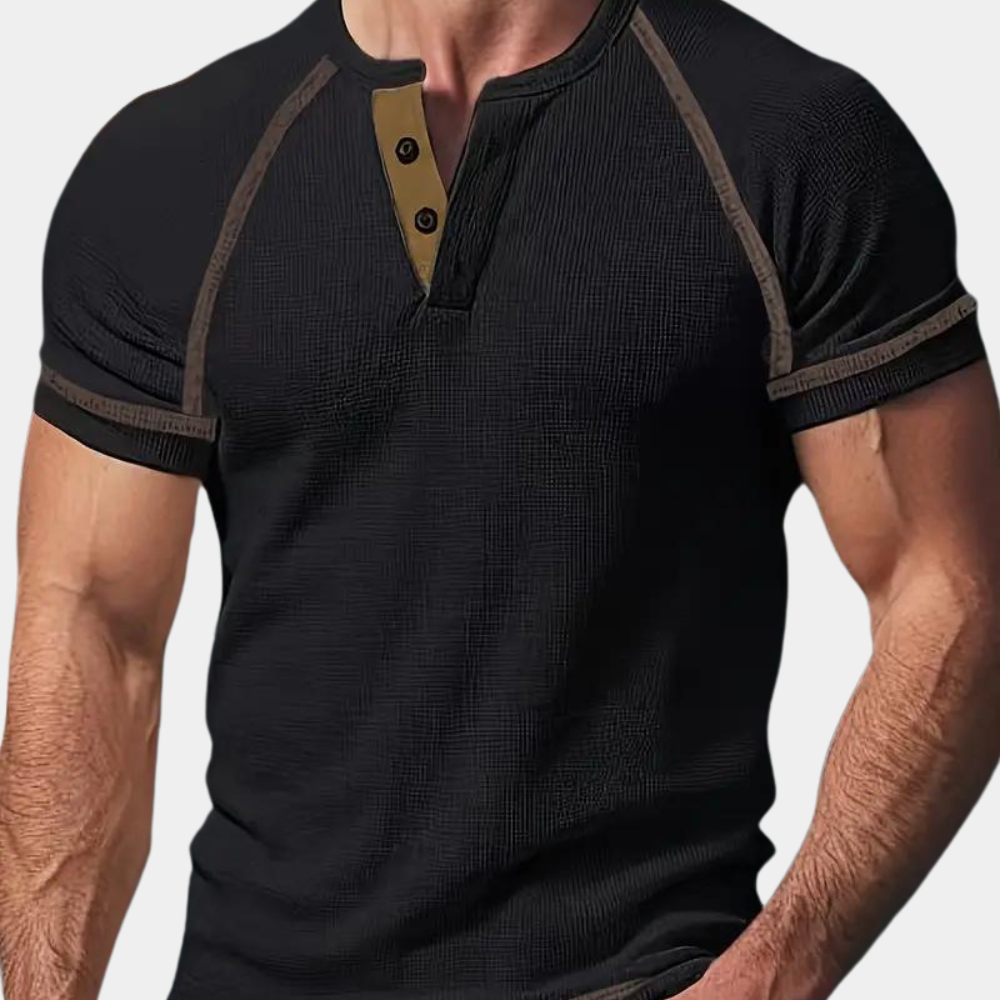 Men’s Henley Shirt - Breathable Cotton - Slim Fit - Short Sleeve Casual Wear