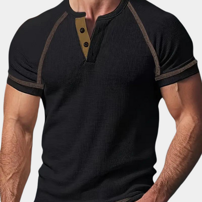 Men’s Henley T-Shirt – Slim Fit – Soft Knit – Short Sleeve – Breathable Blend