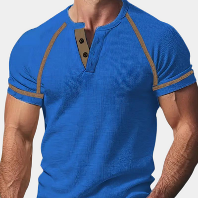 Men’s Henley T-Shirt – Slim Fit – Soft Knit – Short Sleeve – Breathable Blend