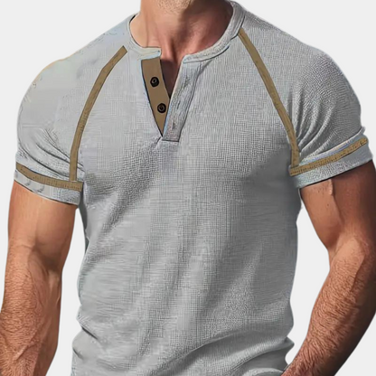 Men’s Henley Shirt - Breathable Cotton - Slim Fit - Short Sleeve Casual Wear