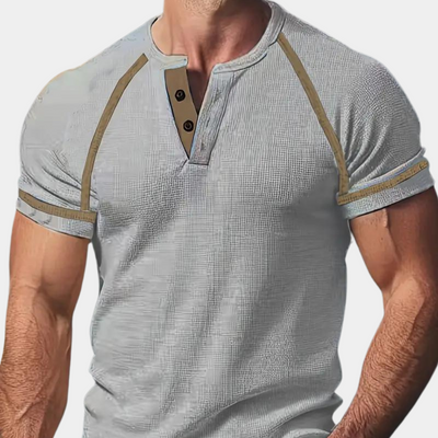Men’s Henley T-Shirt – Slim Fit – Soft Knit – Short Sleeve – Breathable Blend
