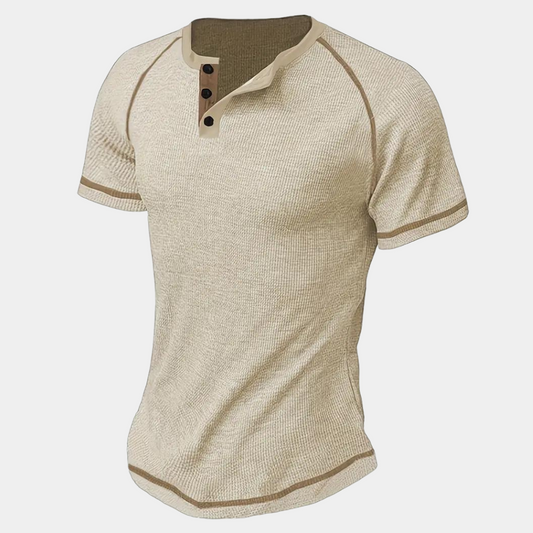 Men’s Henley Shirt - Breathable Cotton - Slim Fit - Short Sleeve Casual Wear