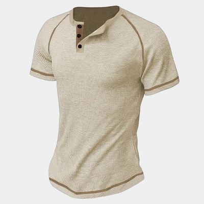 Men’s Henley T-Shirt – Slim Fit – Soft Knit – Short Sleeve – Breathable Blend