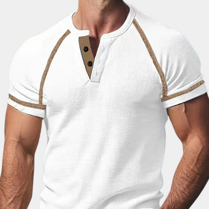 Men’s Henley Shirt - Breathable Cotton - Slim Fit - Short Sleeve Casual Wear