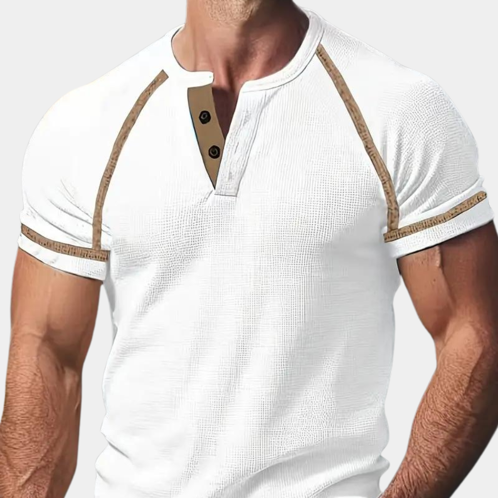Men’s Henley T-Shirt – Slim Fit – Soft Knit – Short Sleeve – Breathable Blend