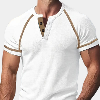 Men’s Henley T-Shirt – Slim Fit – Soft Knit – Short Sleeve – Breathable Blend