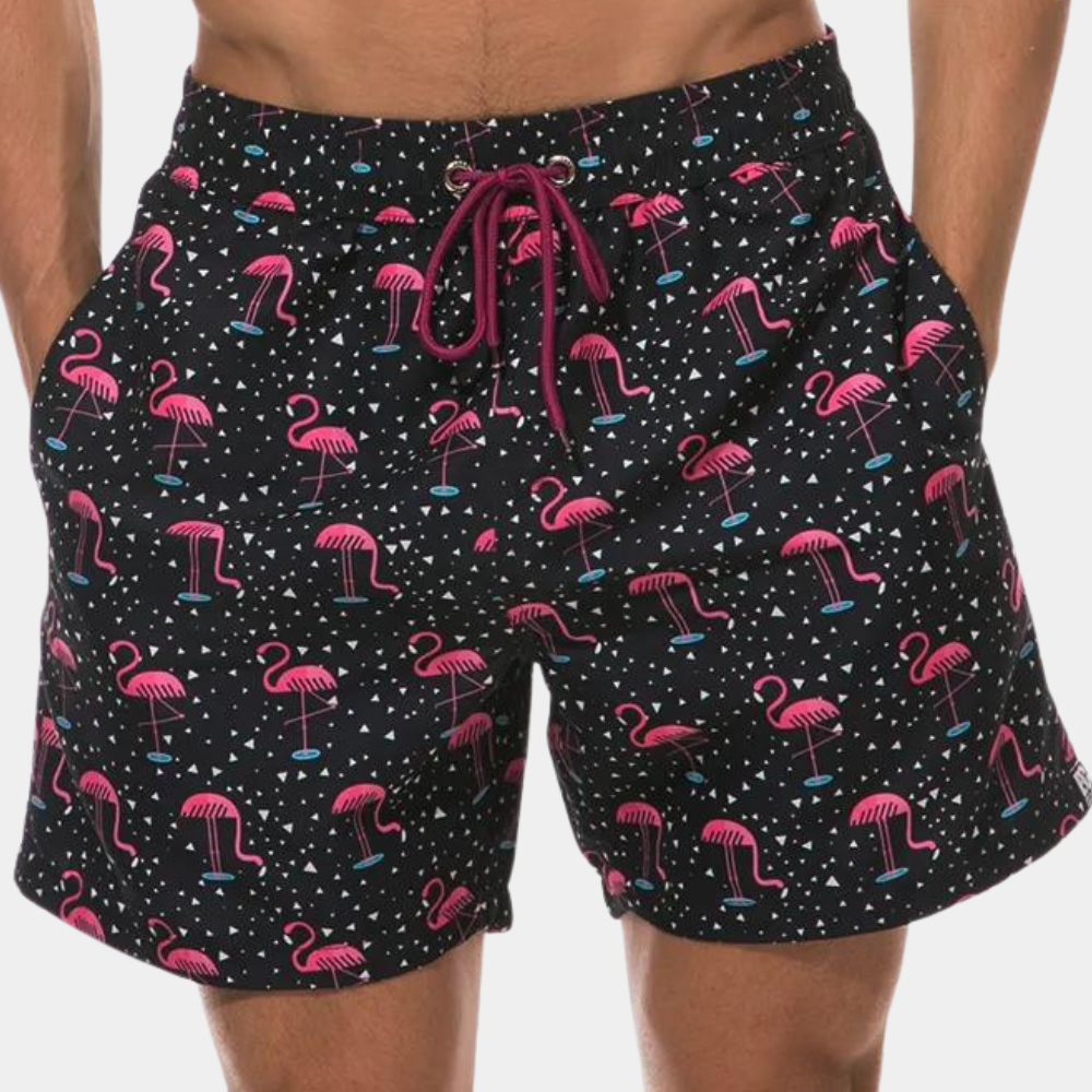 Men’s Shorts – Relaxed Fit – Breathable Blend – Mid-Thigh Length – Drawstring Waist – Printed Pattern