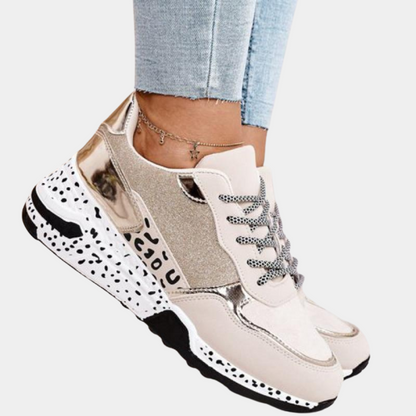 Women’s Fashion Sneakers – Suede & Glitter Detailing – Chunky Speckled Sole – Casual Wear