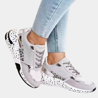 Women’s Fashion Sneakers – Suede & Glitter Detailing – Chunky Speckled Sole – Casual Wear