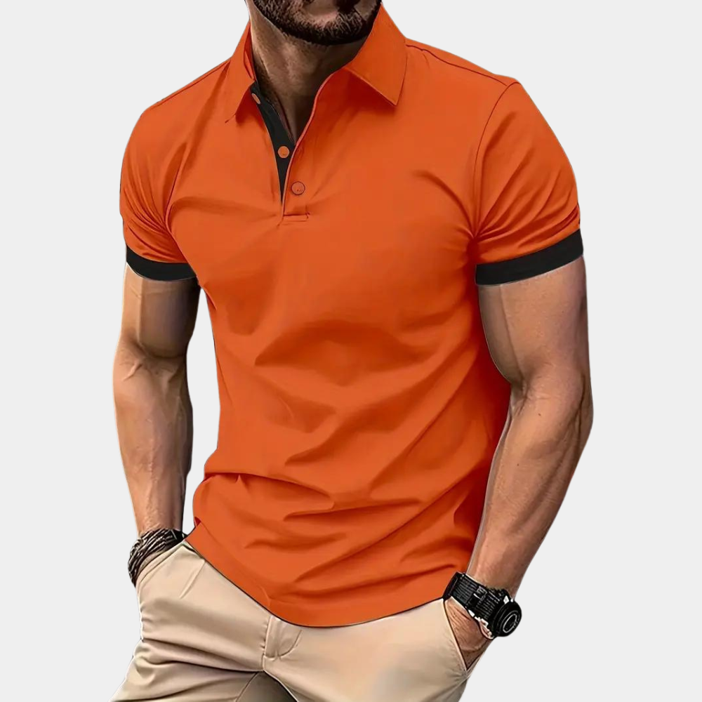 Men’s Polo Shirt – Slim Fit – Soft Knit – Short Sleeve – Contrast Trim Casual Wear