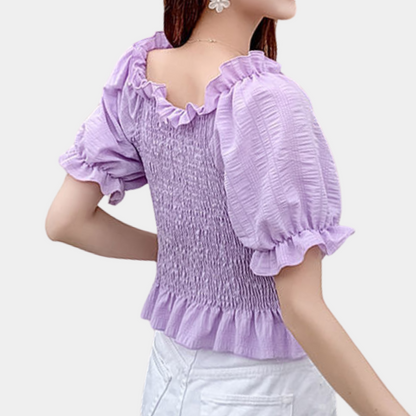 Women's modern summer blouse with puff sleeves