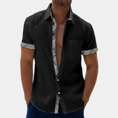 Men’s Short Sleeve Shirt – Relaxed Fit – Breathable Blend – Contrast Trim – Casual Style