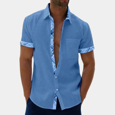 Men’s Short Sleeve Shirt – Relaxed Fit – Breathable Blend – Contrast Trim – Casual Style