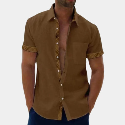 Men’s Short Sleeve Shirt – Relaxed Fit – Breathable Blend – Contrast Trim – Casual Style