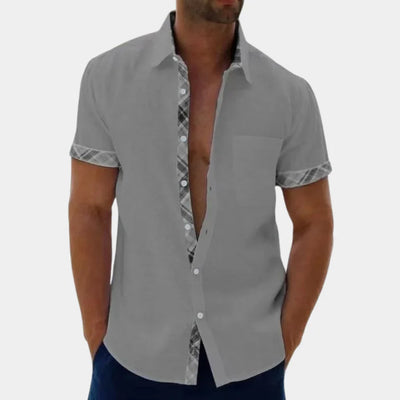 Men’s Short Sleeve Shirt – Relaxed Fit – Breathable Blend – Contrast Trim – Casual Style