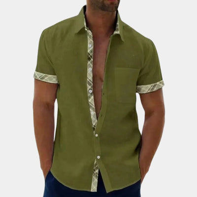 Men’s Short Sleeve Shirt – Relaxed Fit – Breathable Blend – Contrast Trim – Casual Style