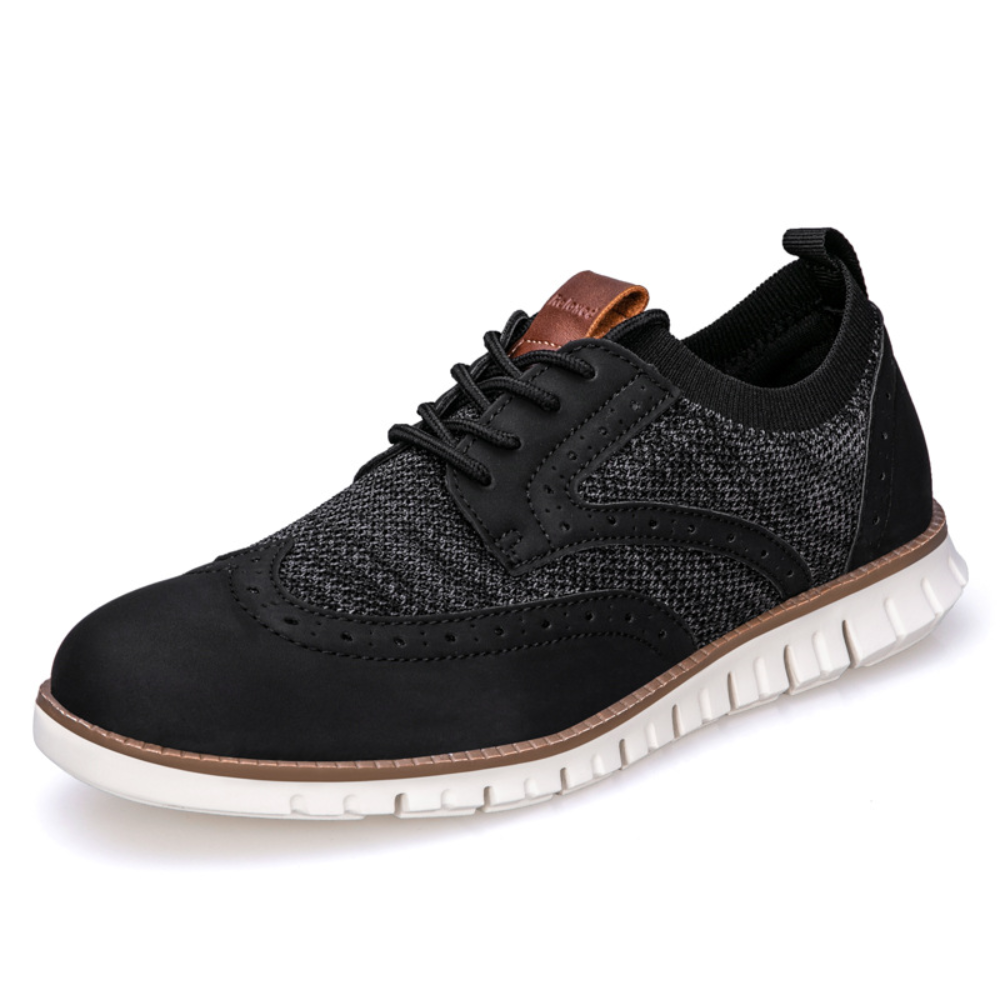 Men's Casual Shoes - Knit Upper - Wingtip Brogue - Lightweight Rubber Sole