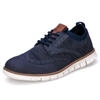 Men's Casual Shoes - Knit Upper - Wingtip Brogue - Lightweight Rubber Sole