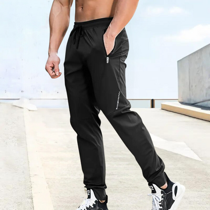 Men’s Athletic Jogger Pants - Slim Fit - Breathable Fabric - Elastic Waist - Zipper Pockets