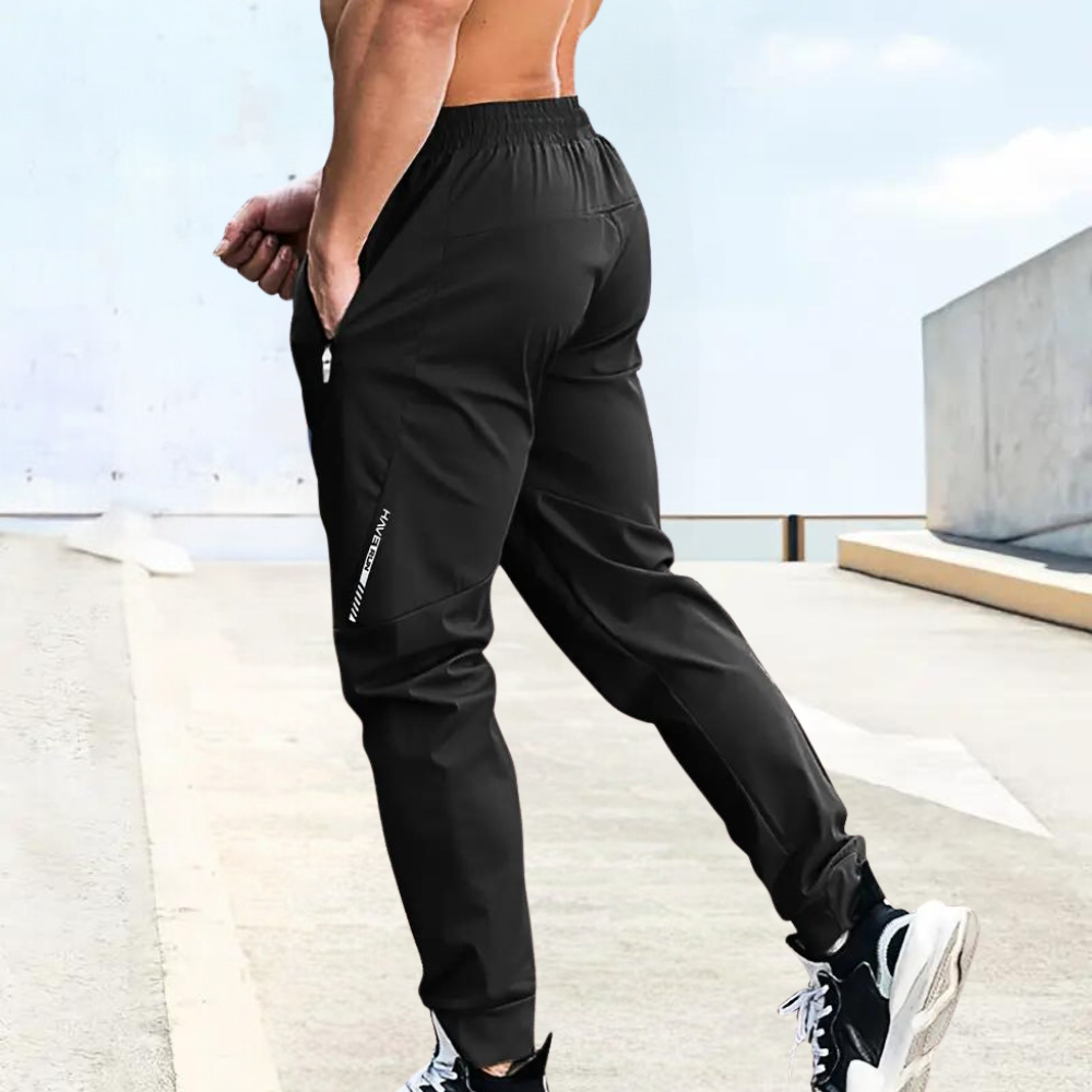 Men’s Athletic Jogger Pants - Slim Fit - Breathable Fabric - Elastic Waist - Zipper Pockets