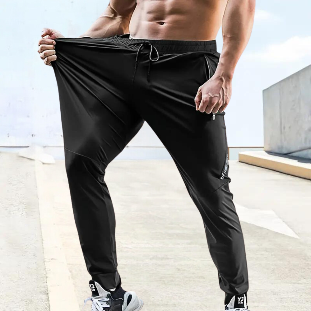 Men’s Athletic Jogger Pants - Slim Fit - Breathable Fabric - Elastic Waist - Zipper Pockets