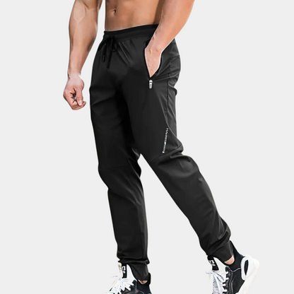 Men’s Athletic Jogger Pants - Slim Fit - Breathable Fabric - Elastic Waist - Zipper Pockets