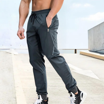 Men’s Athletic Jogger Pants - Slim Fit - Breathable Fabric - Elastic Waist - Zipper Pockets