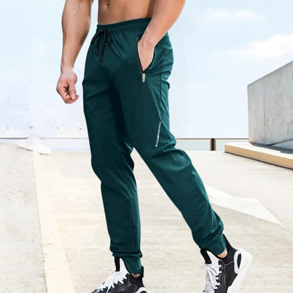 Men’s Athletic Jogger Pants - Slim Fit - Breathable Fabric - Elastic Waist - Zipper Pockets