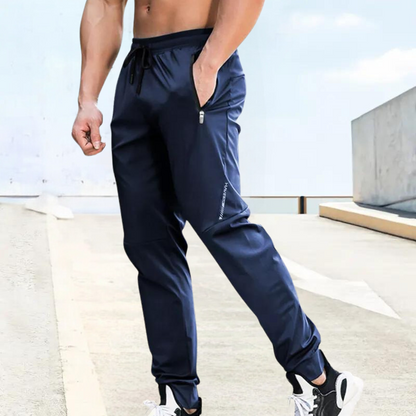 Men’s Athletic Jogger Pants - Slim Fit - Breathable Fabric - Elastic Waist - Zipper Pockets