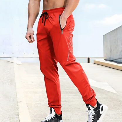 Men’s Athletic Jogger Pants - Slim Fit - Breathable Fabric - Elastic Waist - Zipper Pockets