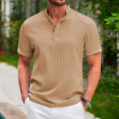 Men’s Polo Shirt – Standard Fit – Breathable Blend – Textured Short Sleeve Casual Wear