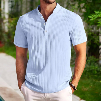 Men’s Polo Shirt – Standard Fit – Breathable Blend – Textured Short Sleeve Casual Wear