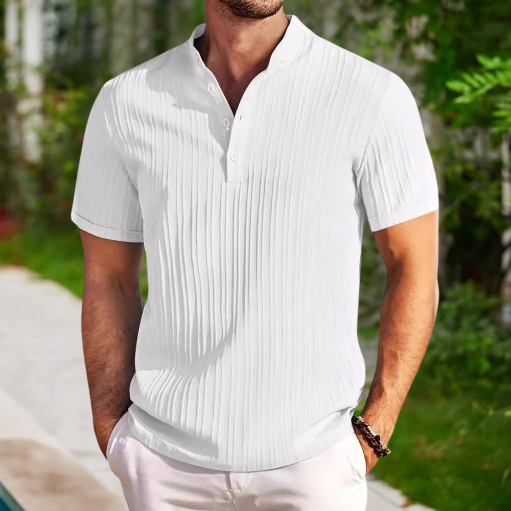Men’s Polo Shirt – Standard Fit – Breathable Blend – Textured Short Sleeve Casual Wear