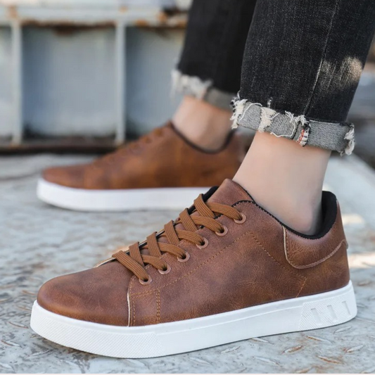 Men’s Casual Sneakers - Synthetic Leather - Low-Top - Comfortable Rubber Sole