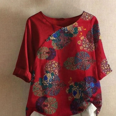 Clarisa - Retro Polyester Blouse with Elegant Design for Modern Style