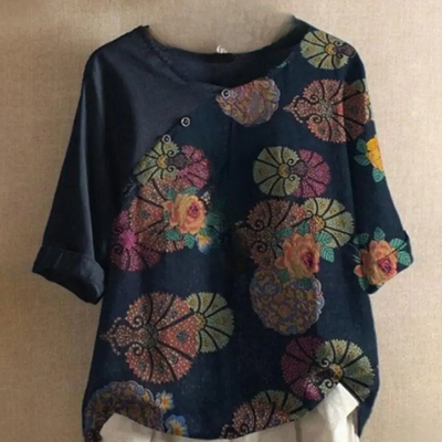Clarisa - Retro Polyester Blouse with Elegant Design for Modern Style