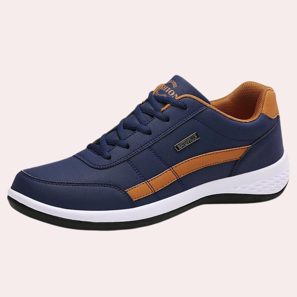 Men’s Casual Sneakers - Synthetic Leather - Lace-Up - Rubber Sole - Low-Top Comfortable