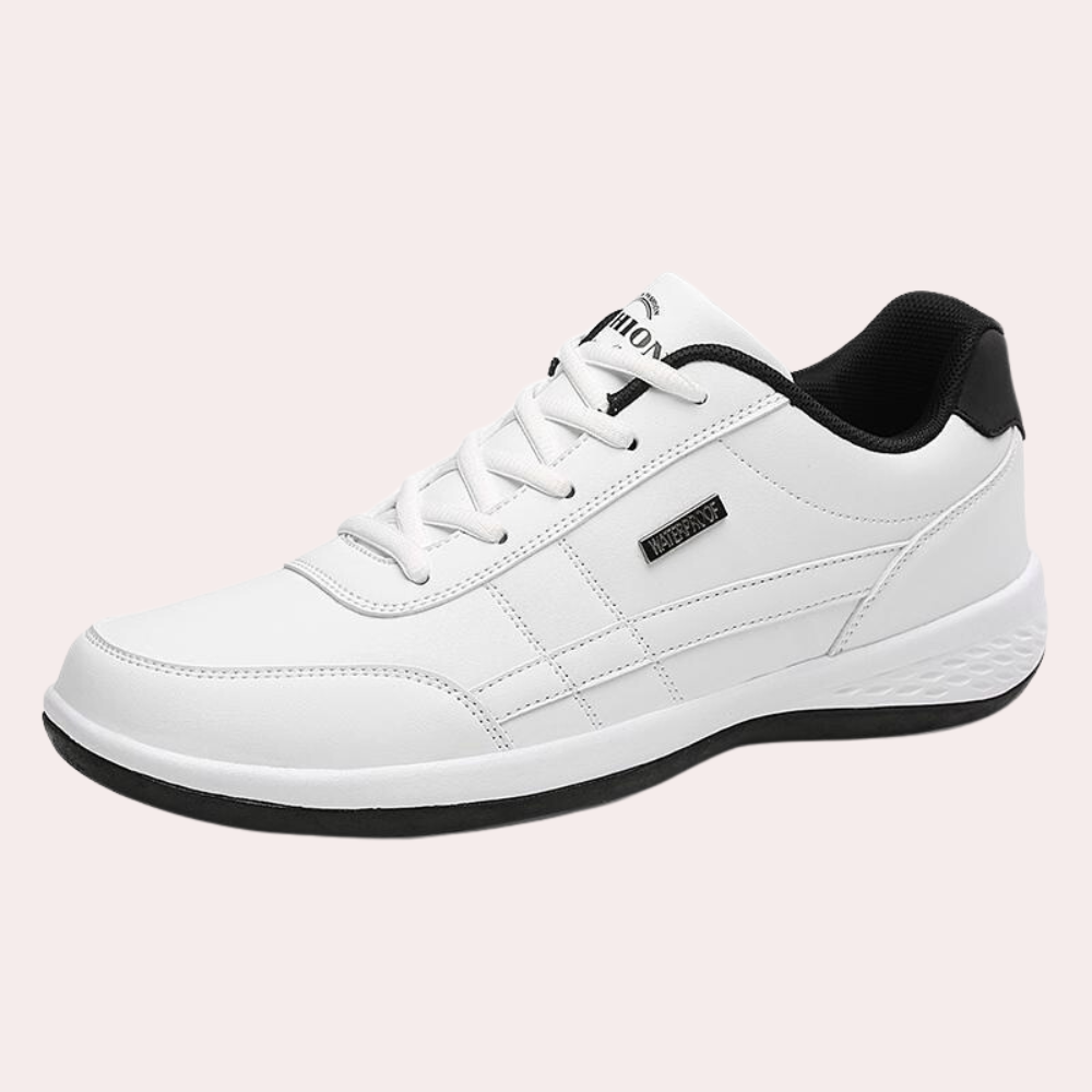 Men’s Casual Sneakers - Synthetic Leather - Lace-Up - Rubber Sole - Low-Top Comfortable