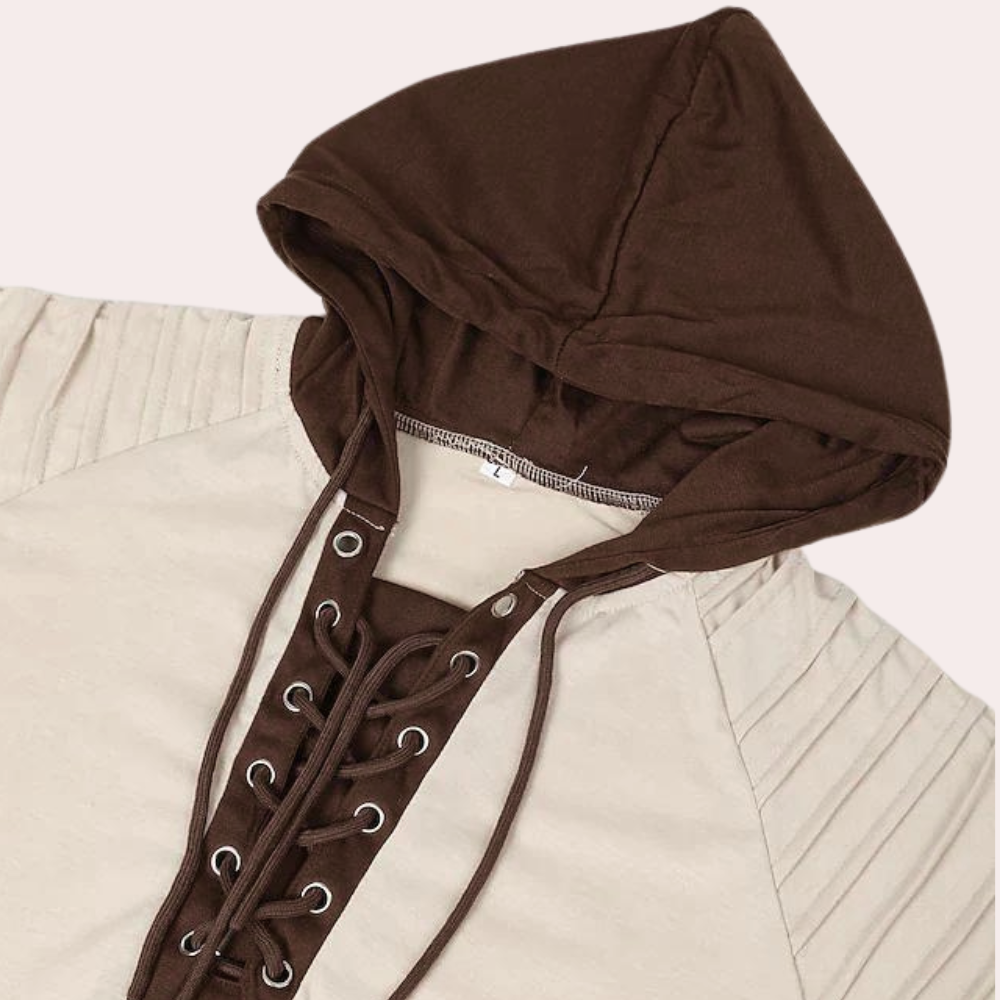 Men's modern sweatshirt with lace up and hood