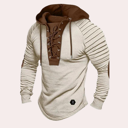 Men's modern sweatshirt with lace up and hood