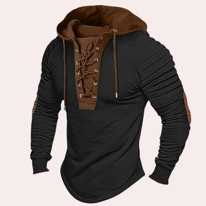 Men's modern sweatshirt with lace up and hood